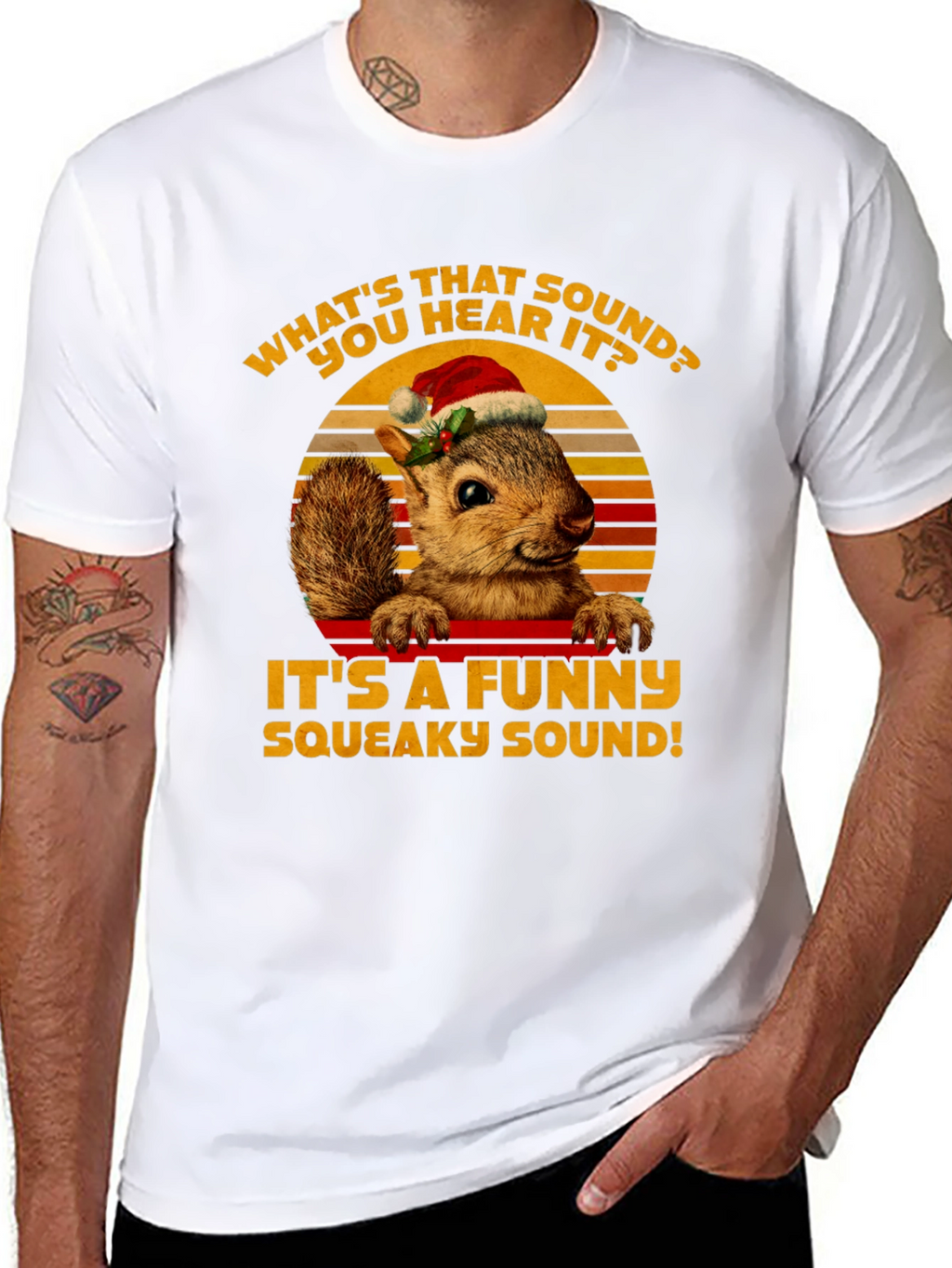Funny Squirrel Christmas T-Shirt - Squeaky Sound!