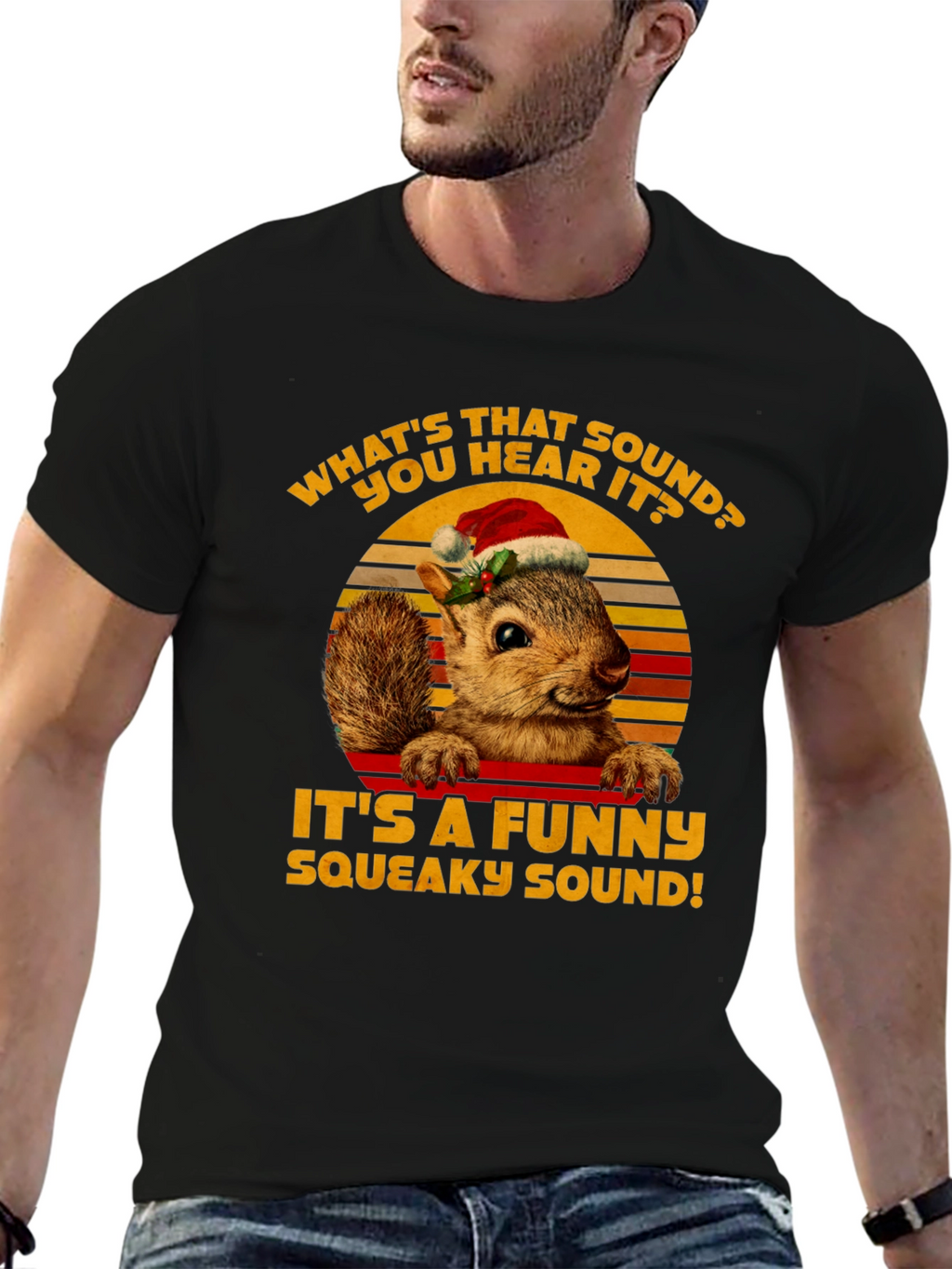 Funny Squirrel Christmas T-Shirt - Squeaky Sound!