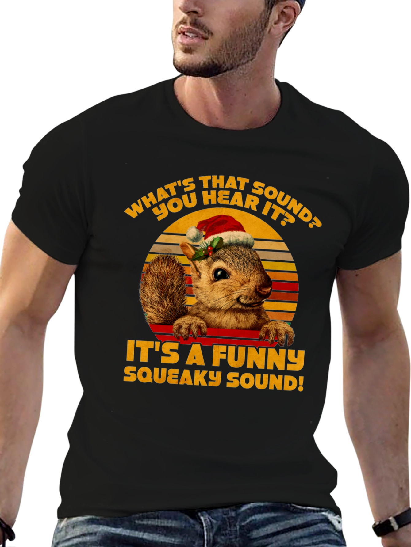 Funny Squirrel Christmas T-Shirt - Squeaky Sound!
