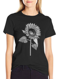 Sunflower Graphic T-Shirt - Black Casual Tee