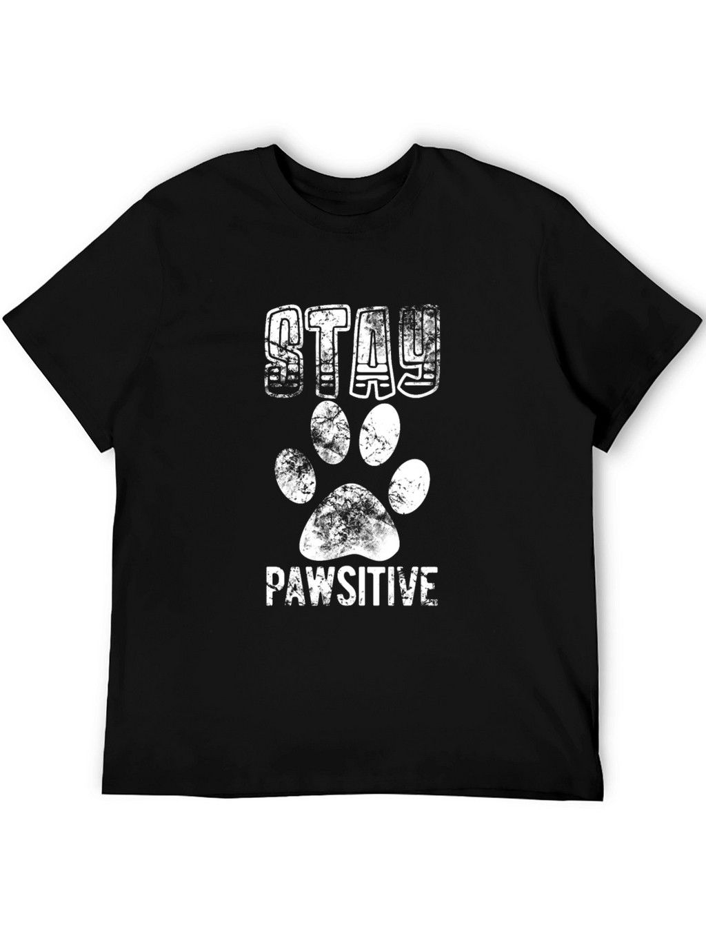 Stay Pawsitive Black Graphic T-Shirt