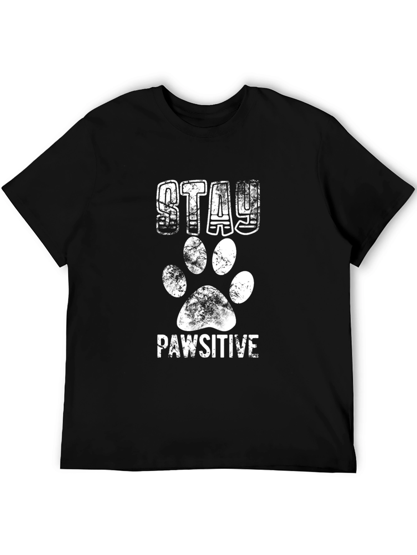 Stay Pawsitive Black Graphic T-Shirt