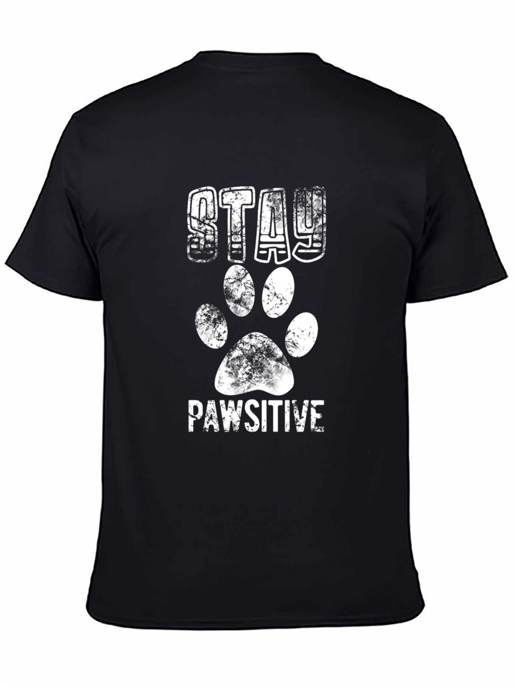 Stay Pawsitive Black Graphic T-Shirt