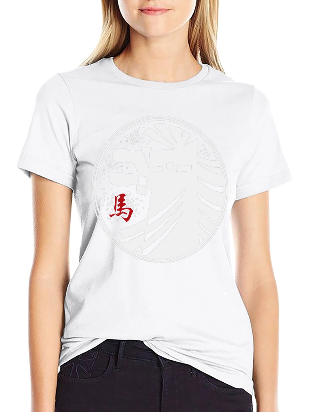 Black T-Shirt with Abstract Horse Graphic