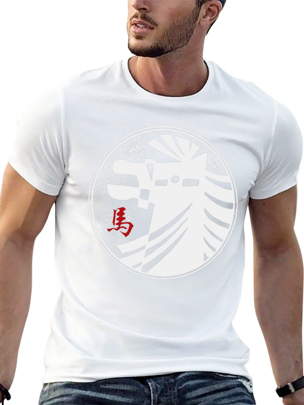 Black T-Shirt with Abstract Horse Graphic