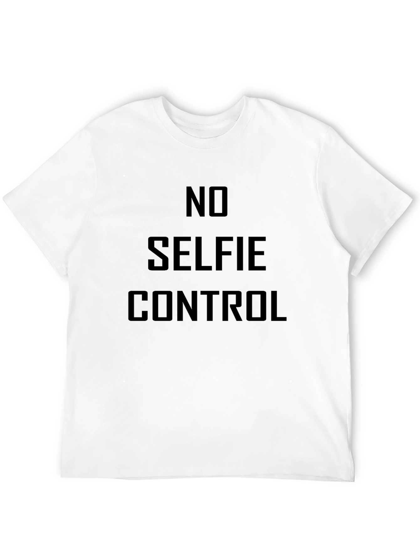 No Selfie Control Black Graphic Tee for Men