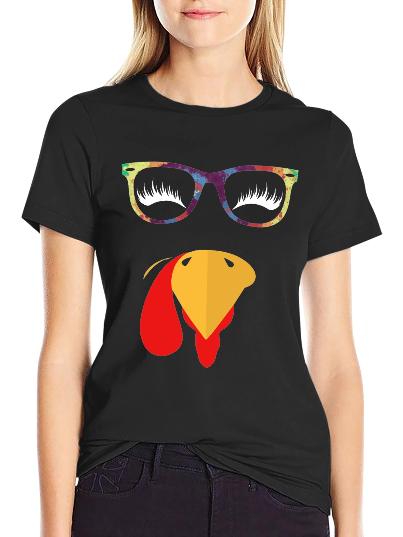 Thanksgiving Turkey Face Graphic T-Shirt