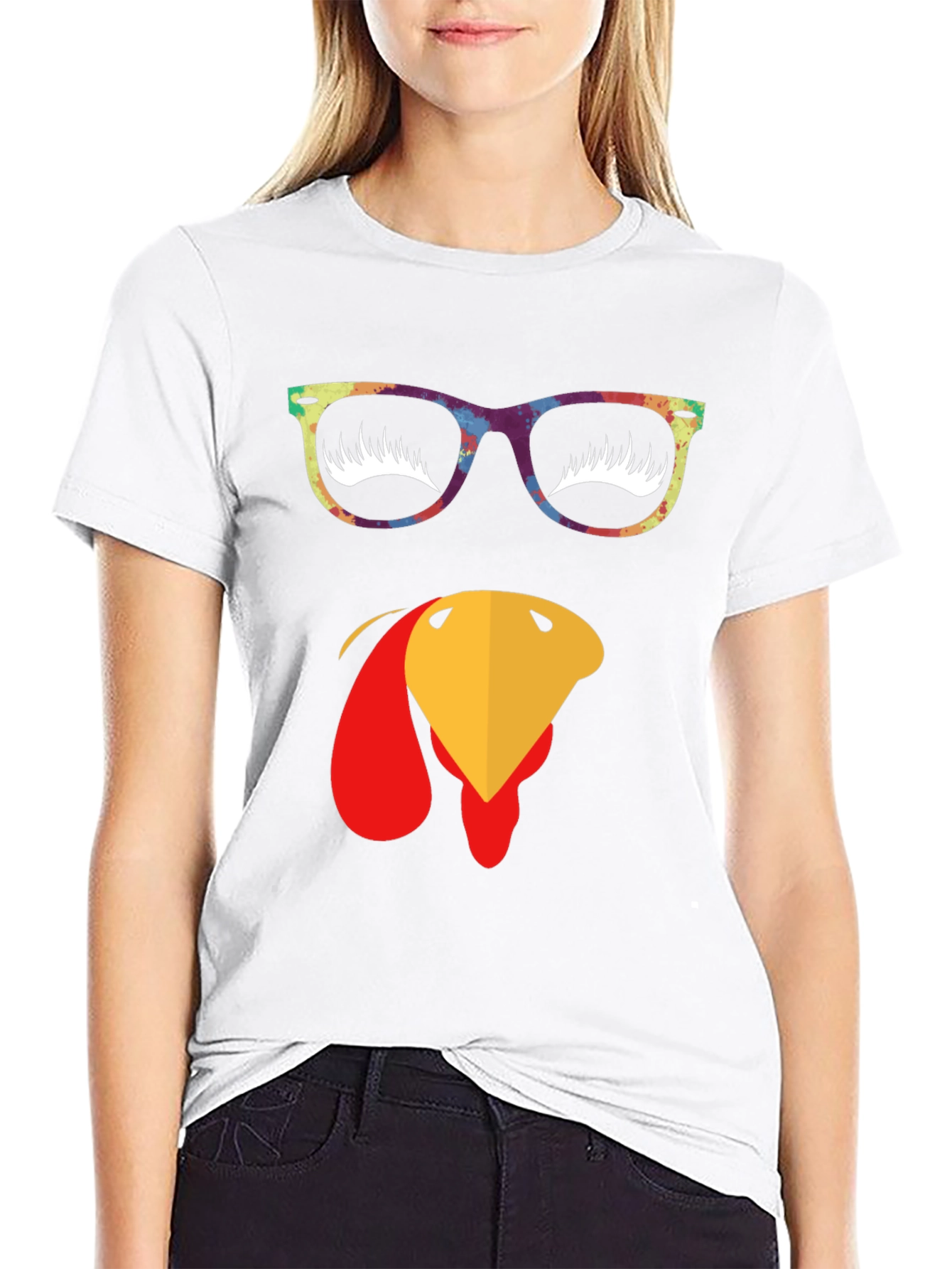 Thanksgiving Turkey Face Graphic T-Shirt