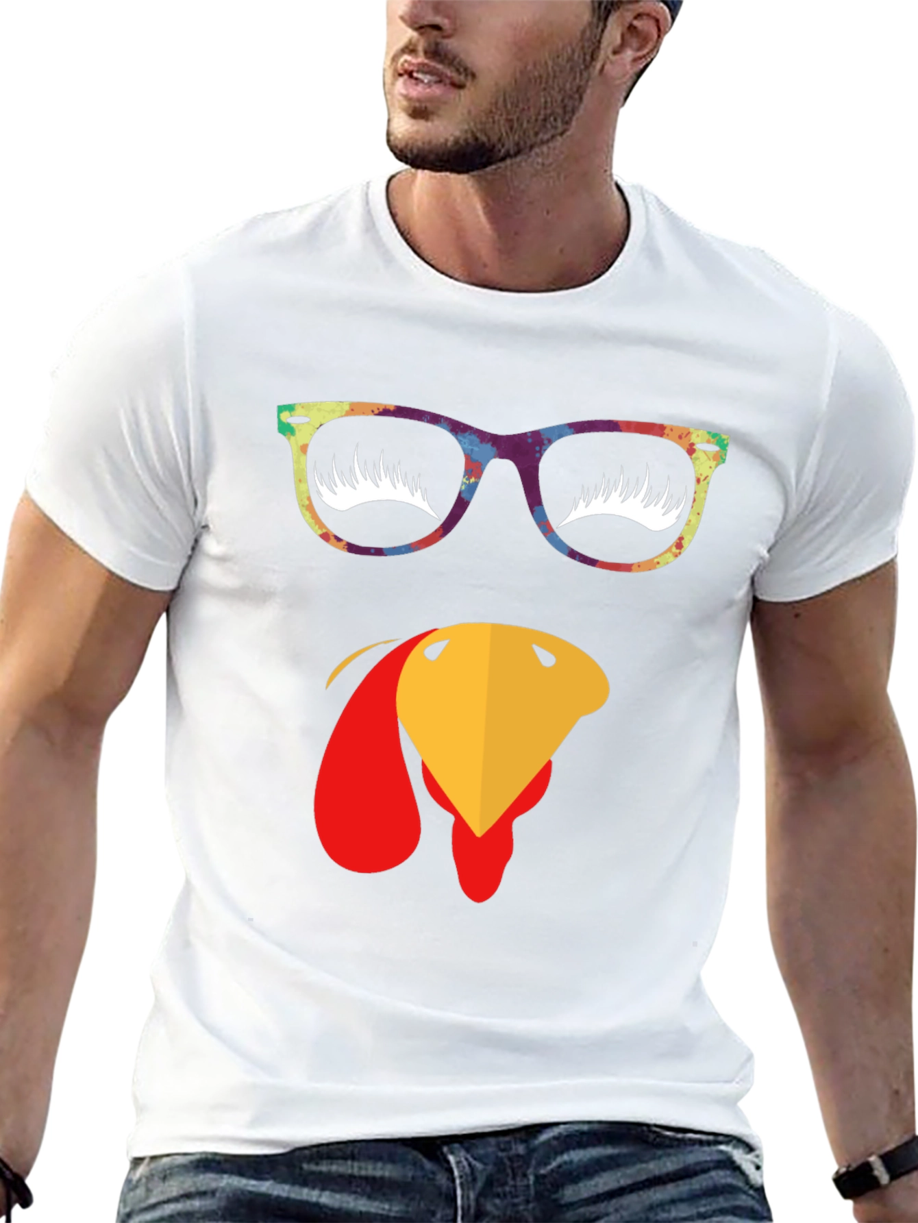 Thanksgiving Turkey Face Graphic T-Shirt