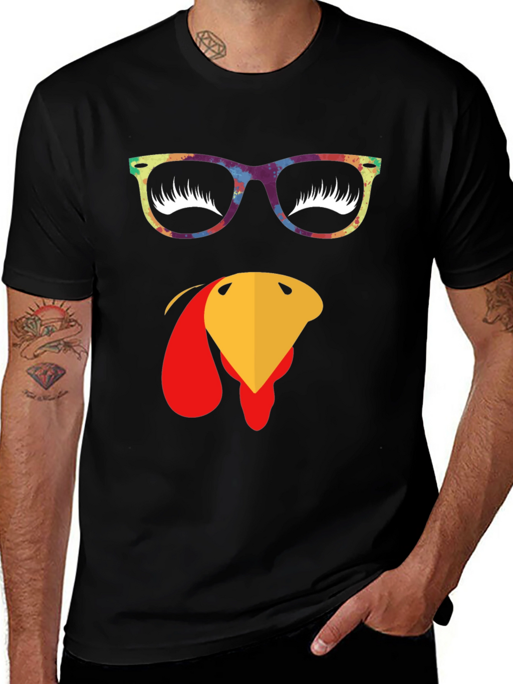 Thanksgiving Turkey Face Graphic T-Shirt