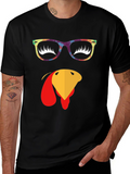 Thanksgiving Turkey Face Graphic T-Shirt