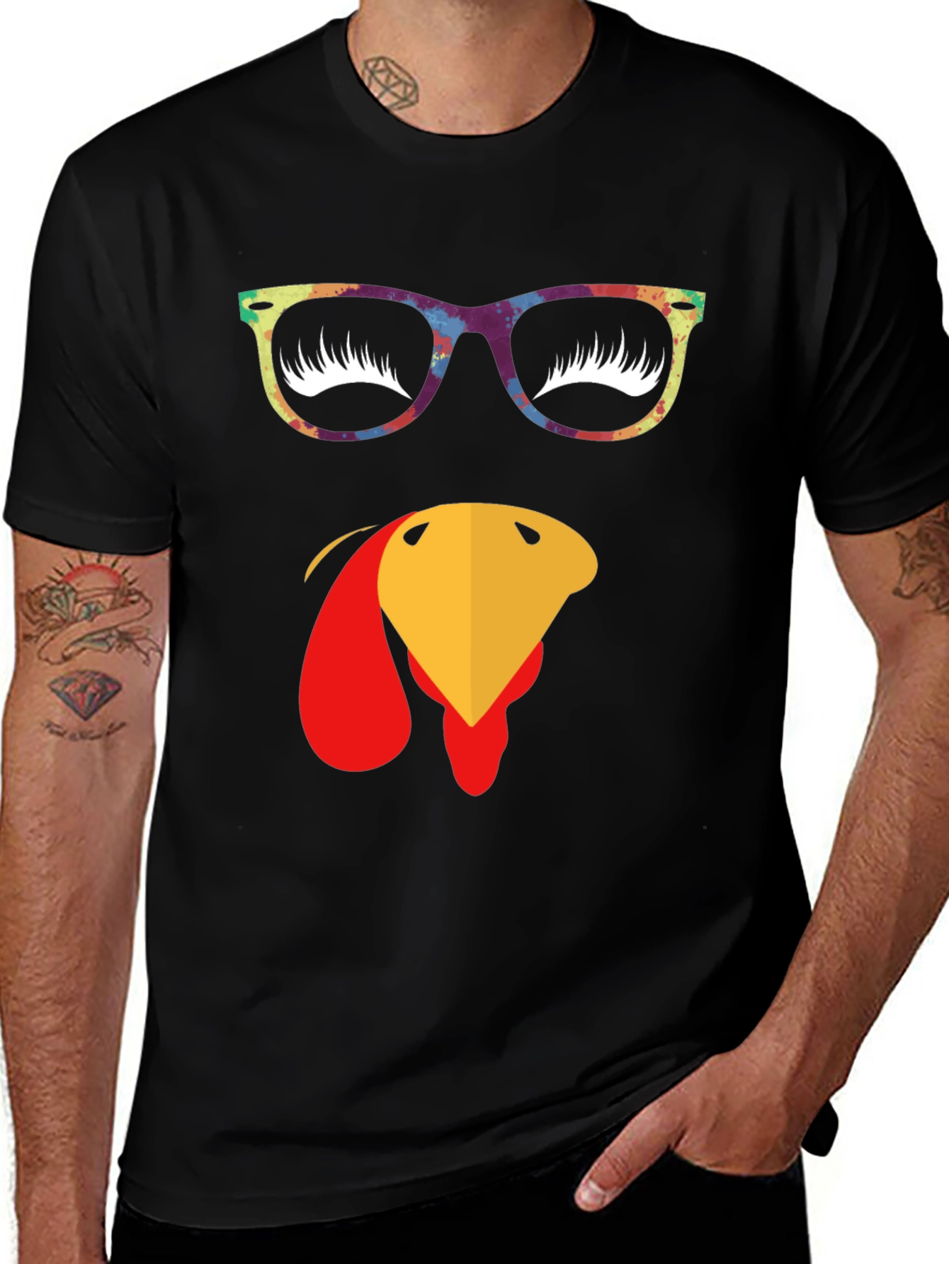 Thanksgiving Turkey Face Graphic T-Shirt