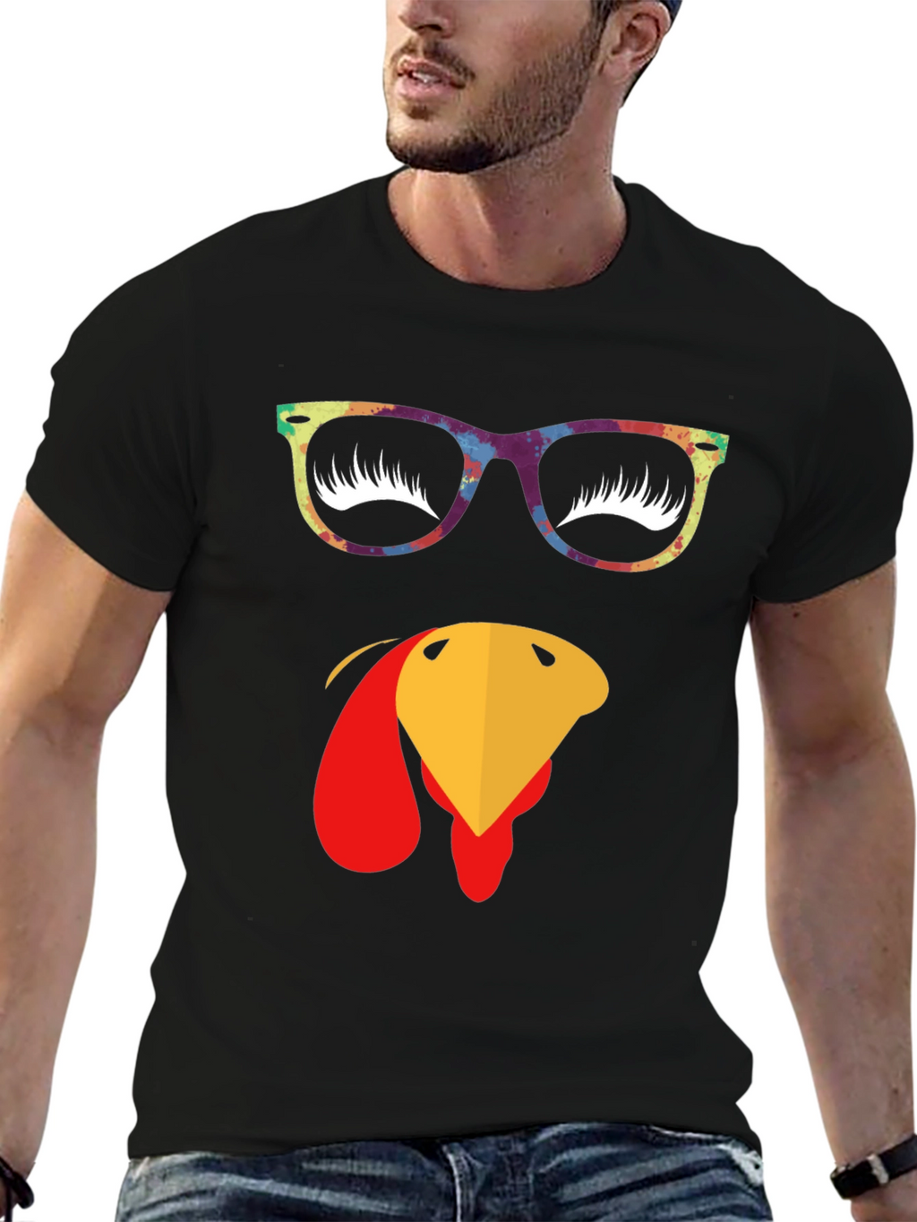 Thanksgiving Turkey Face Graphic T-Shirt
