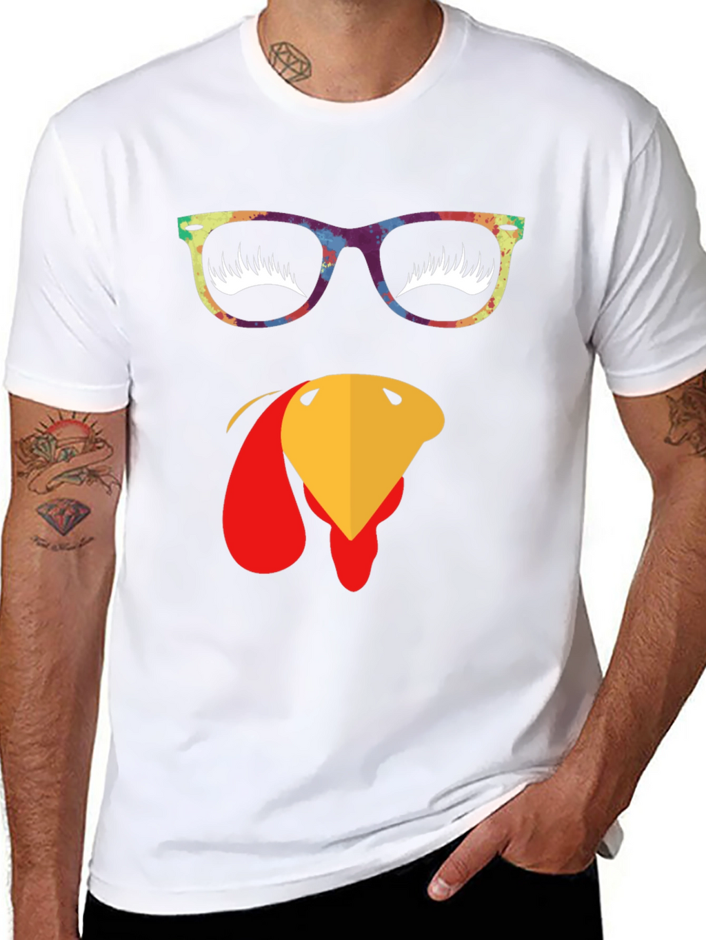 Thanksgiving Turkey Face Graphic T-Shirt
