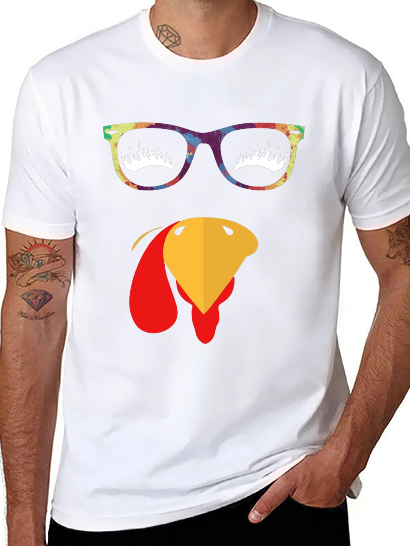 Thanksgiving Turkey Face Graphic T-Shirt