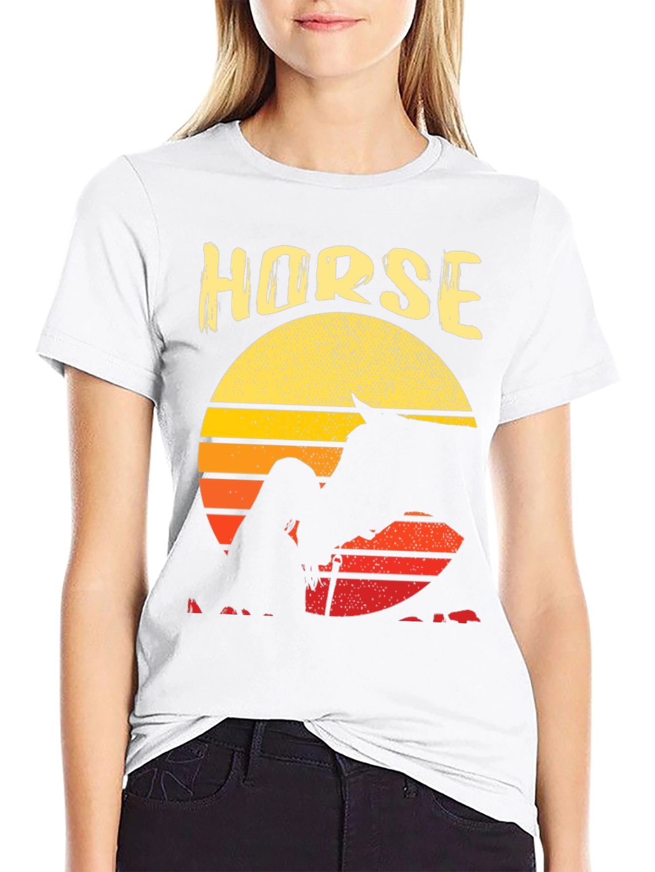 Horse Sunset Graphic T-Shirt