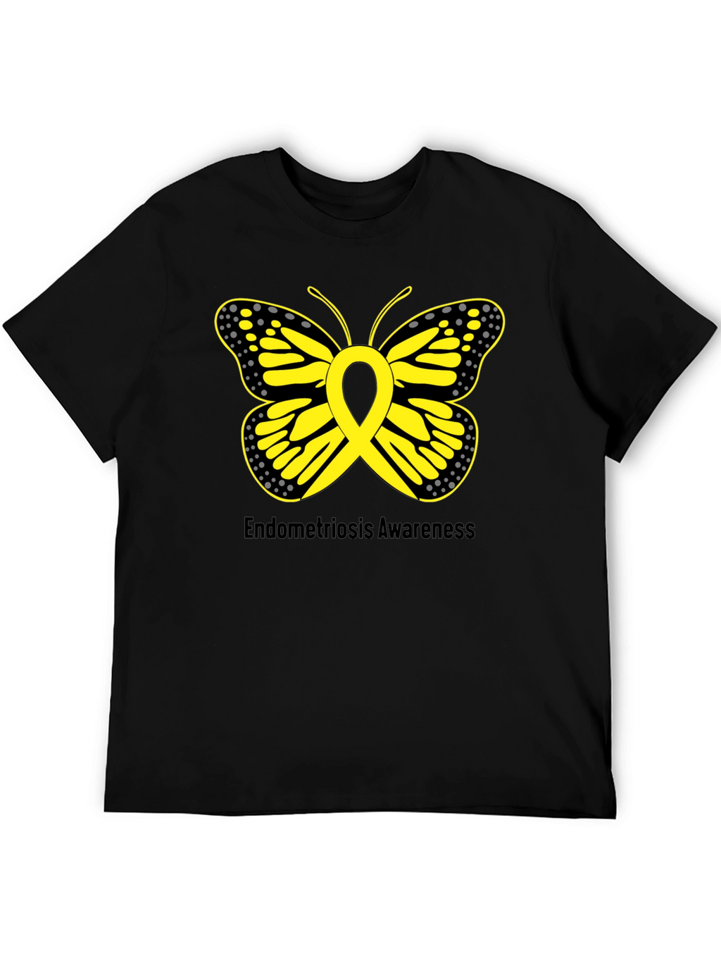 Endometriosis Awareness Butterfly Ribbon Black T-Shirt