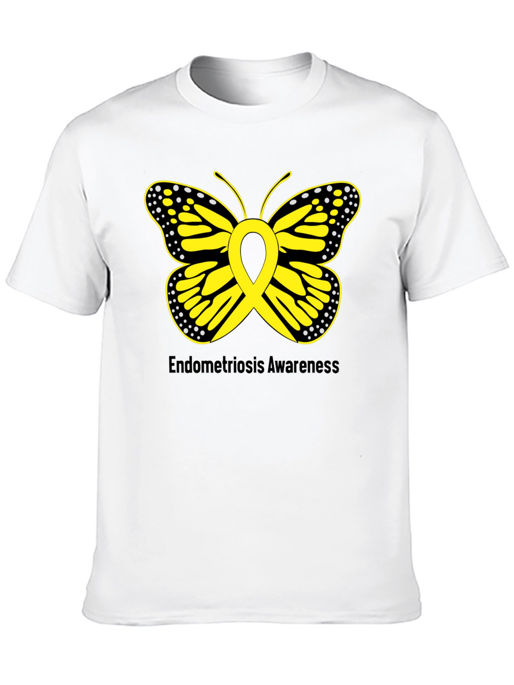 Endometriosis Awareness Butterfly Ribbon Black T-Shirt