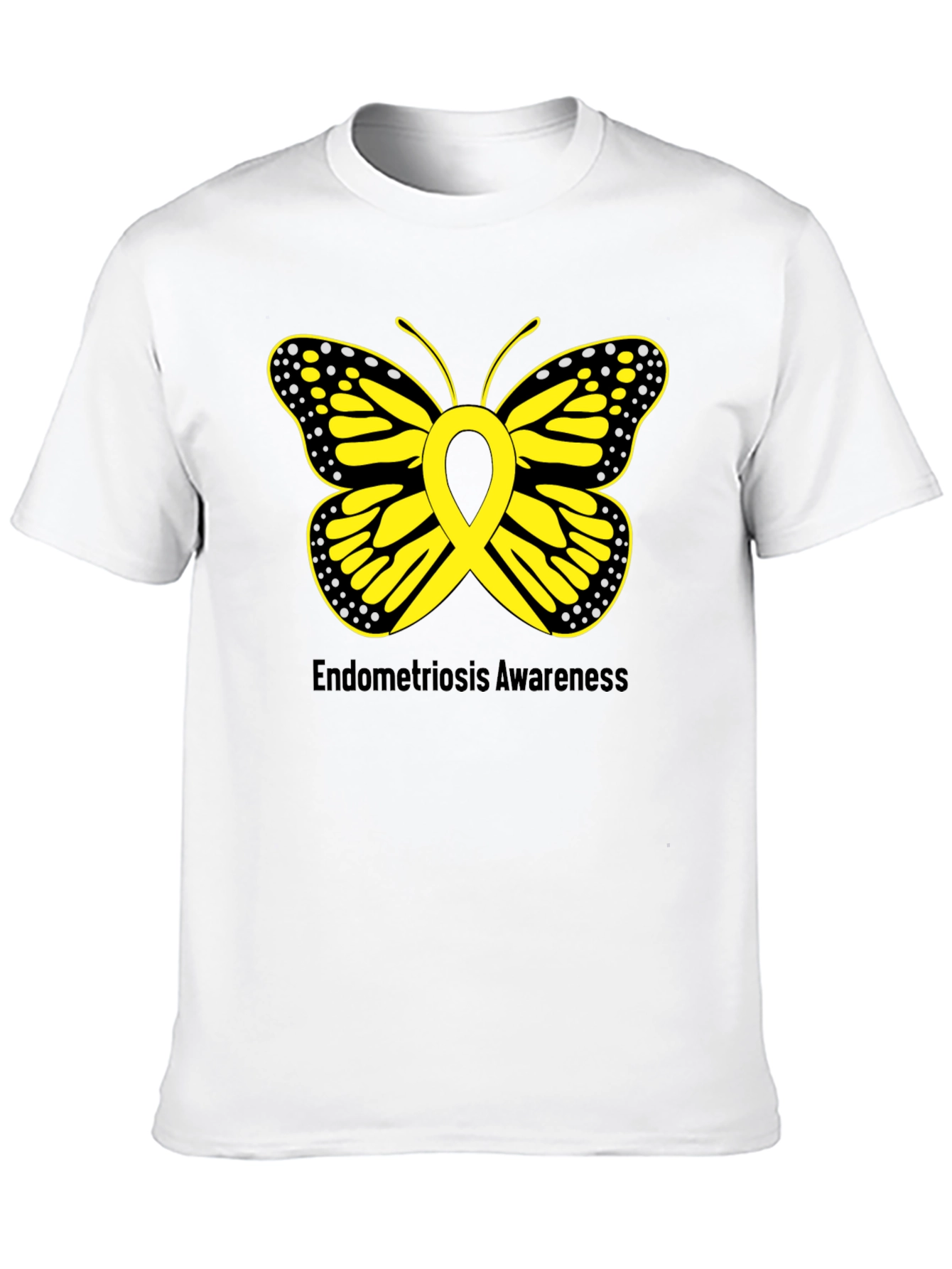 Endometriosis Awareness Butterfly Ribbon Black T-Shirt