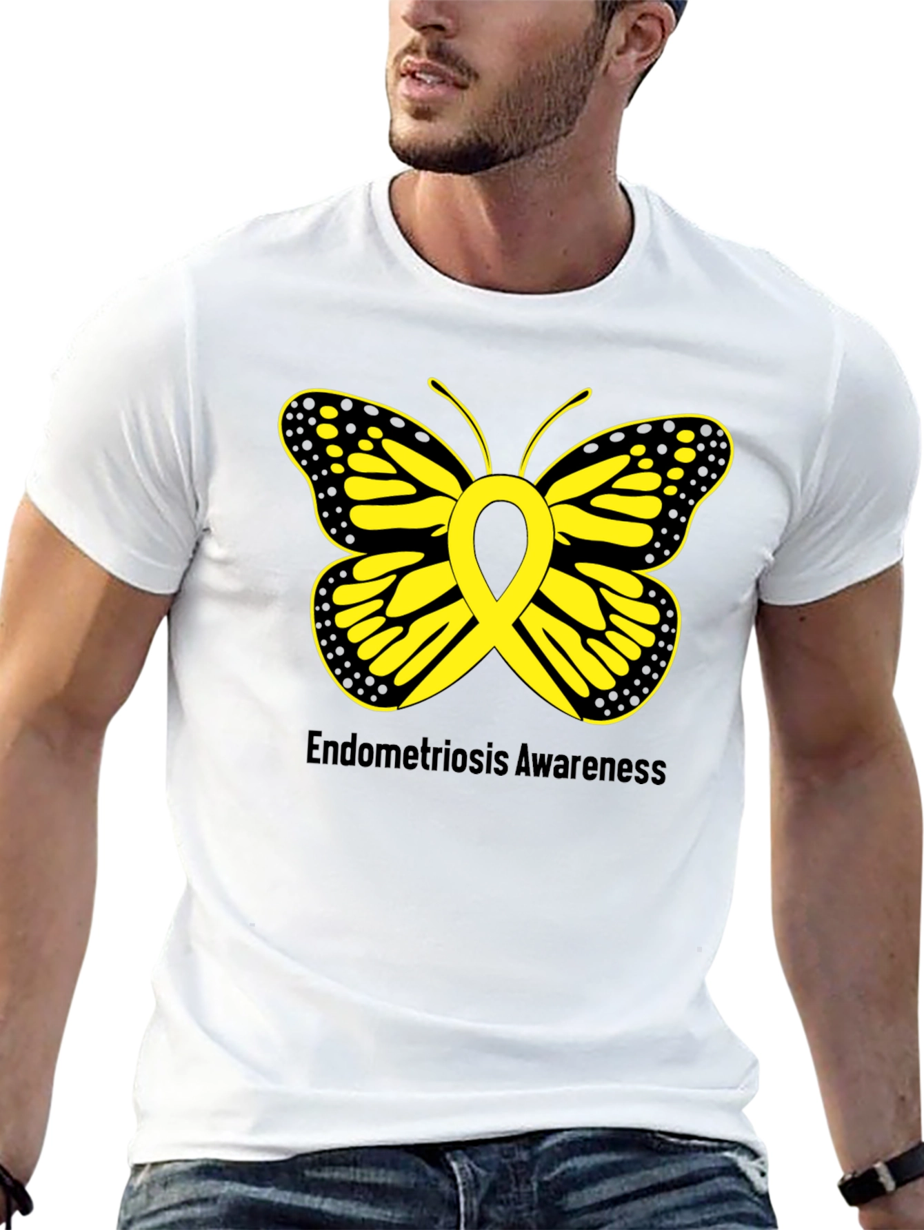 Endometriosis Awareness Butterfly Ribbon Black T-Shirt