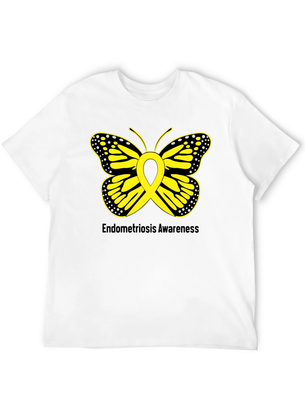 Endometriosis Awareness Butterfly Ribbon Black T-Shirt