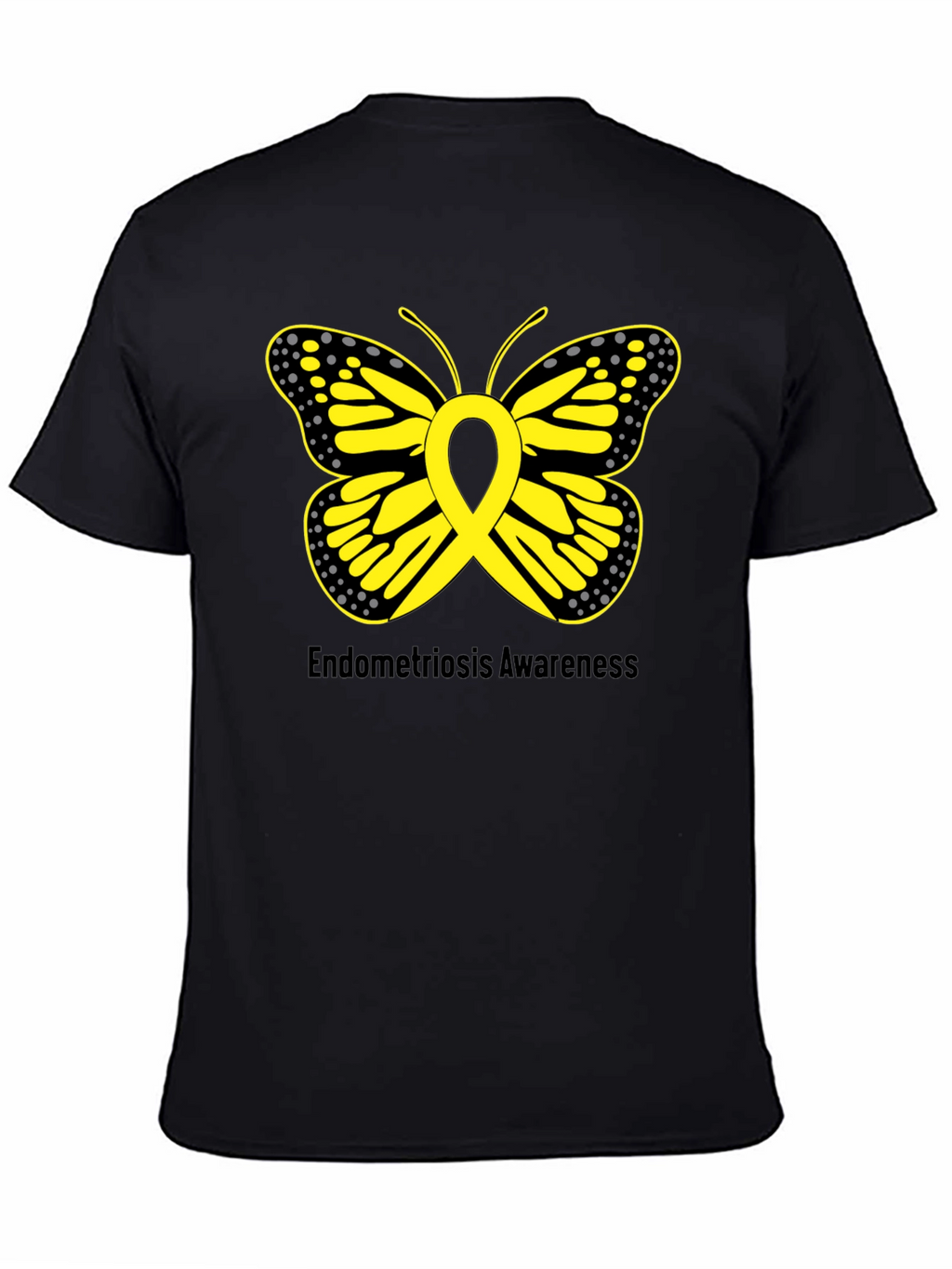 Endometriosis Awareness Butterfly Ribbon Black T-Shirt