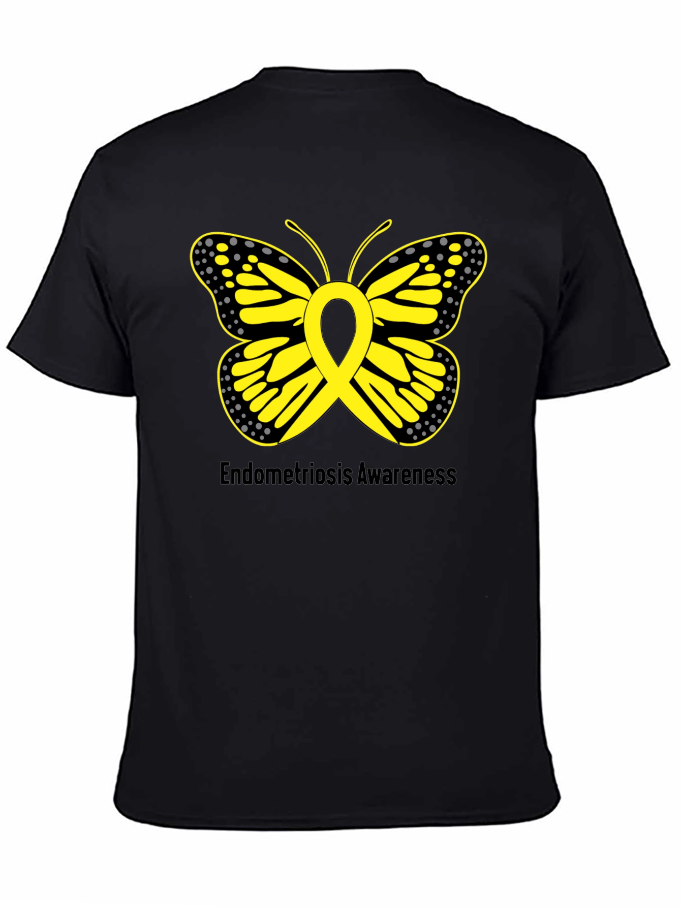 Endometriosis Awareness Butterfly Ribbon Black T-Shirt