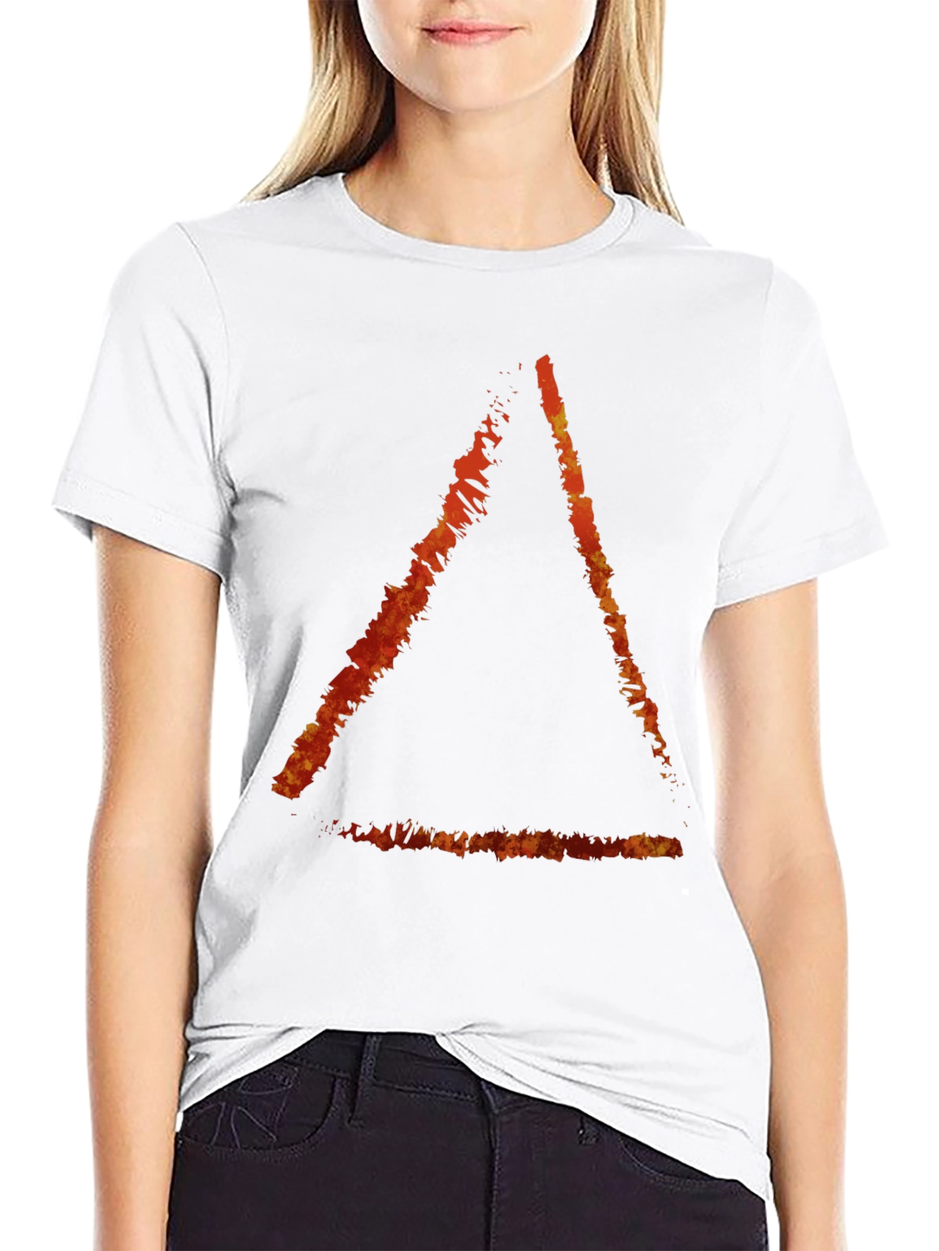 Fiery Triangle Graphic Black Tee - Stylish Casual Wear