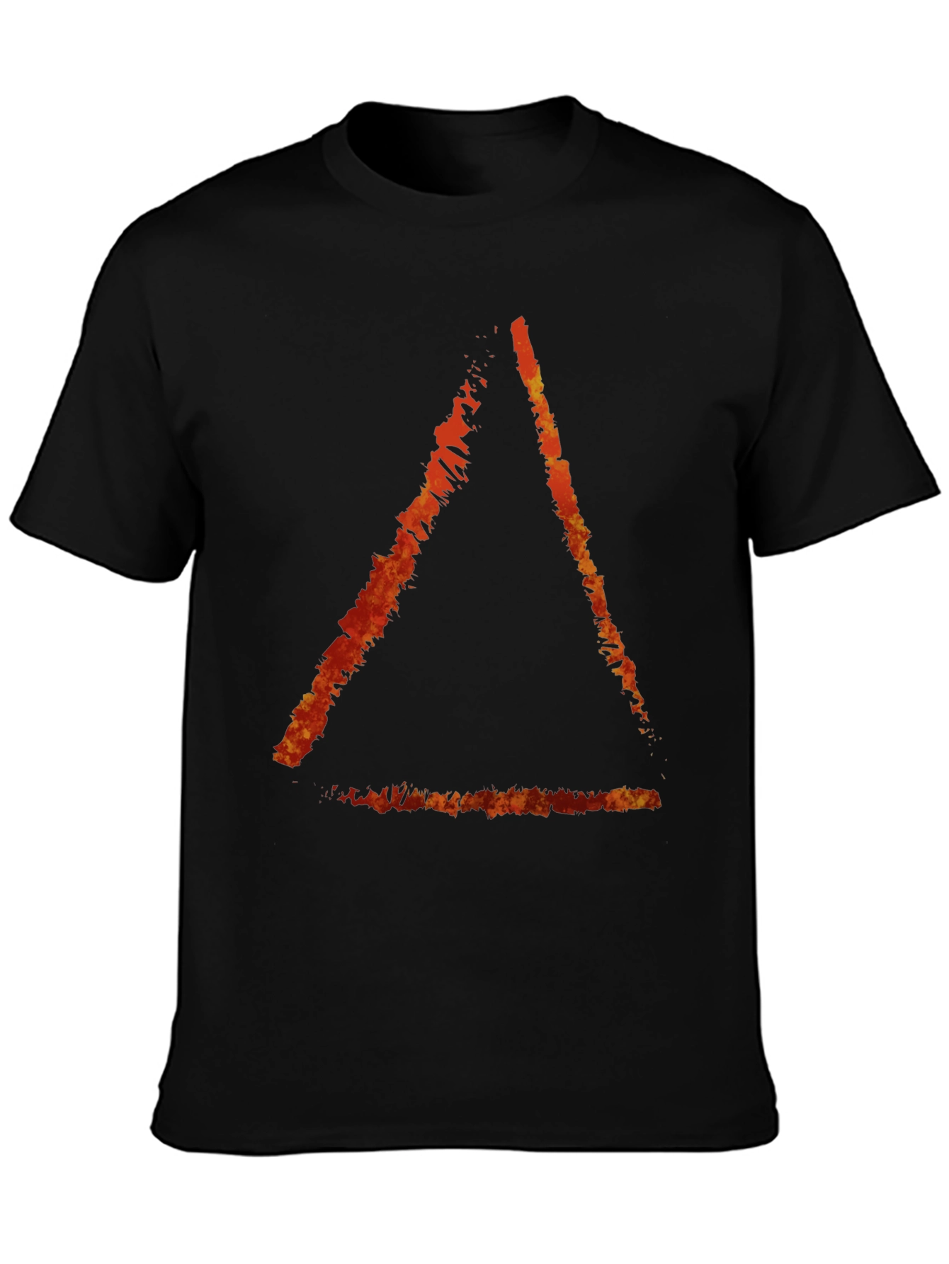 Fiery Triangle Graphic Black Tee - Stylish Casual Wear
