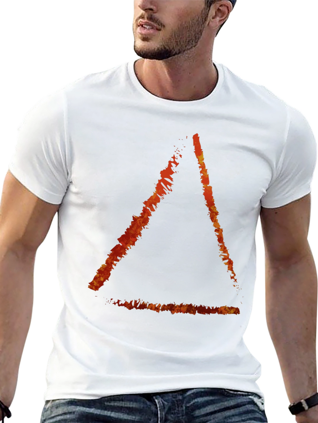Fiery Triangle Graphic Black Tee - Stylish Casual Wear