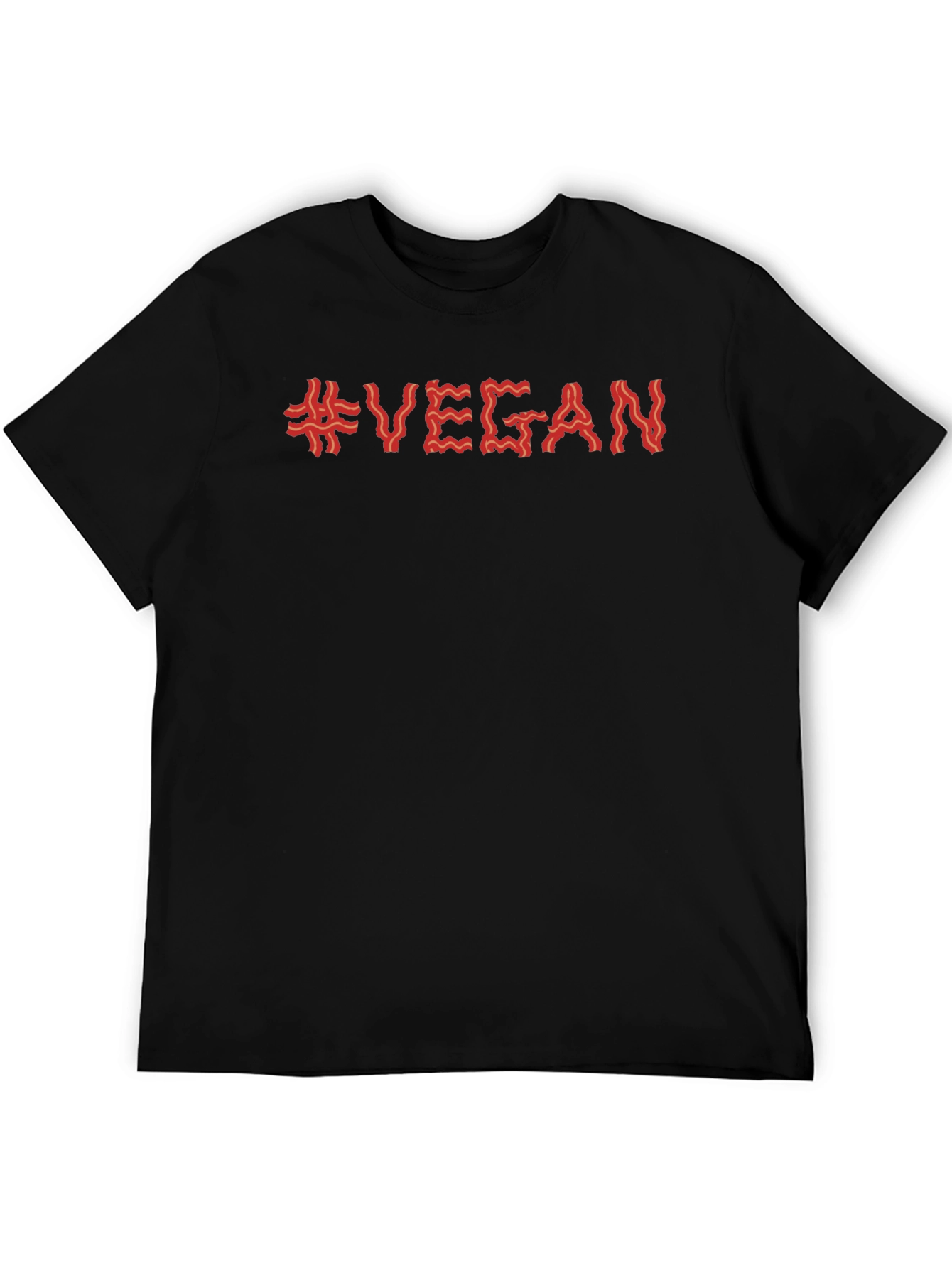 Vegan Bacon T-Shirt - Mens Short Sleeve Crew Neck