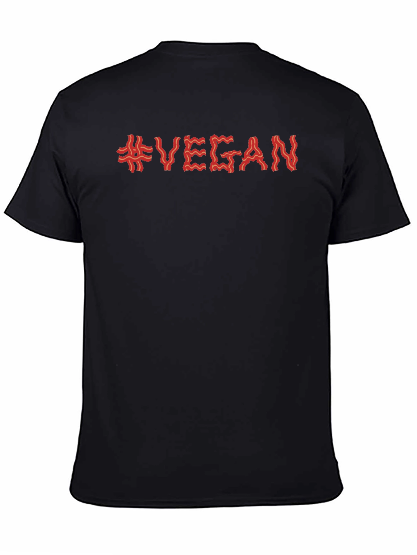 Vegan Bacon T-Shirt - Mens Short Sleeve Crew Neck