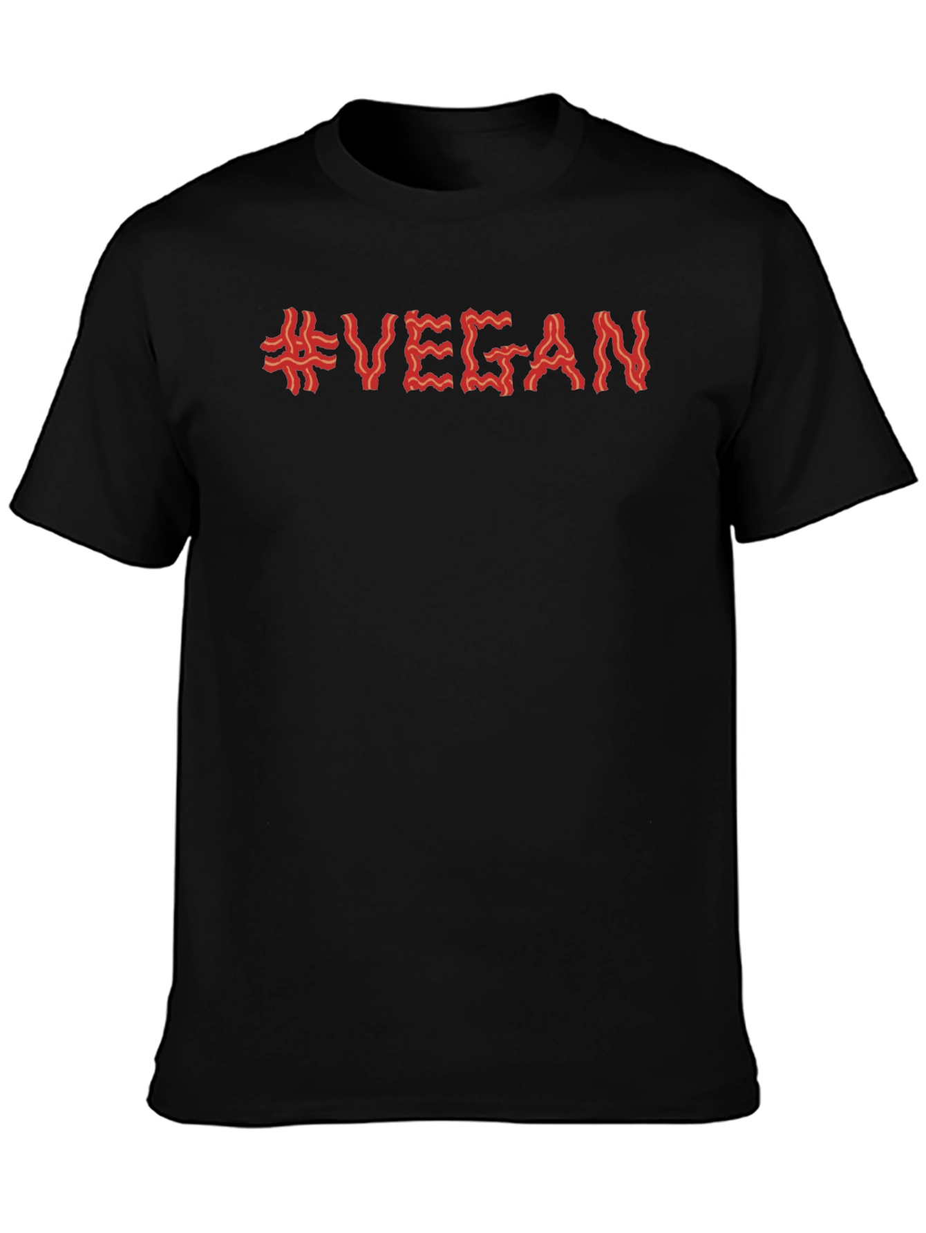 Vegan Bacon T-Shirt - Mens Short Sleeve Crew Neck