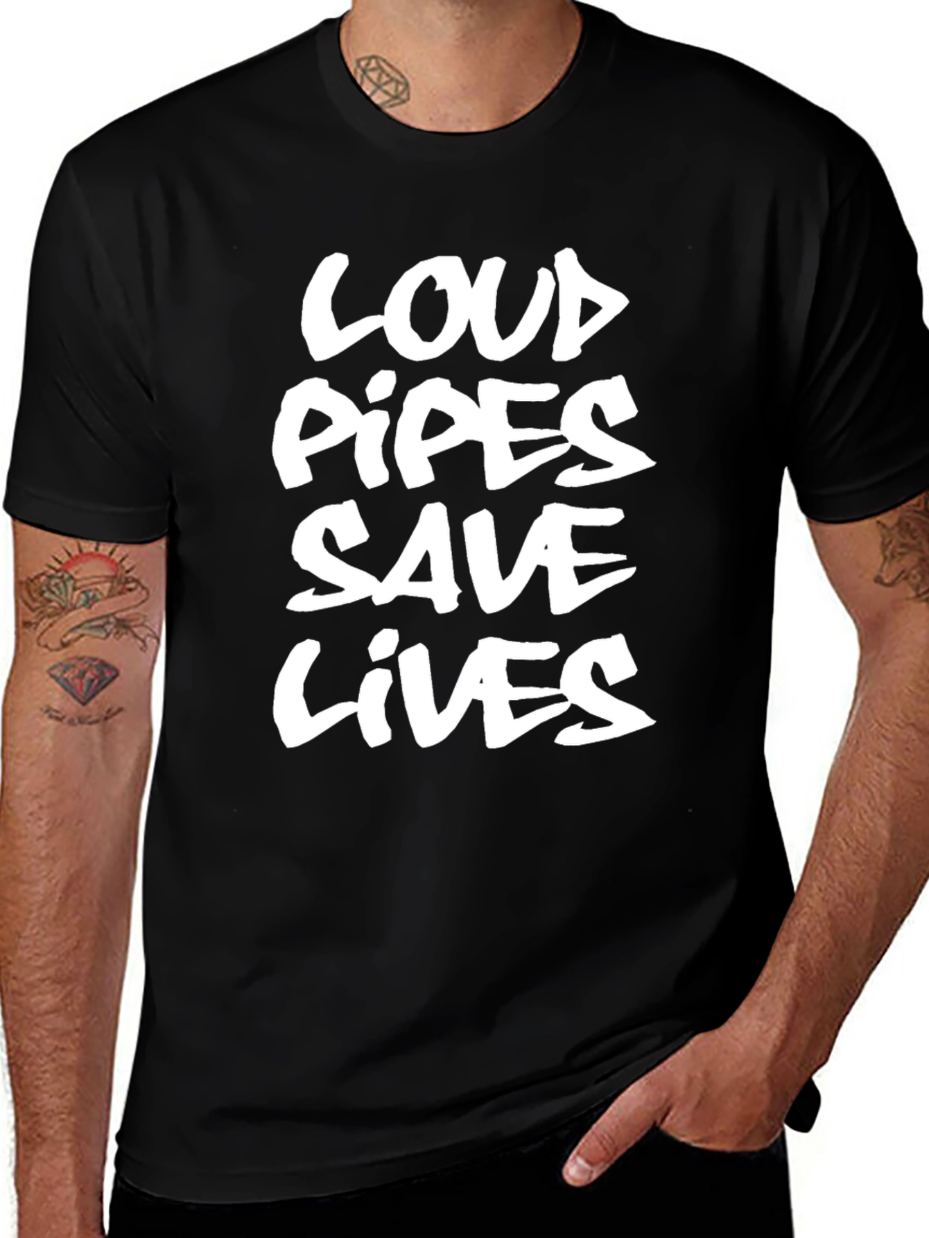 Loud Pipes Save Lives Graphic Tee - Black