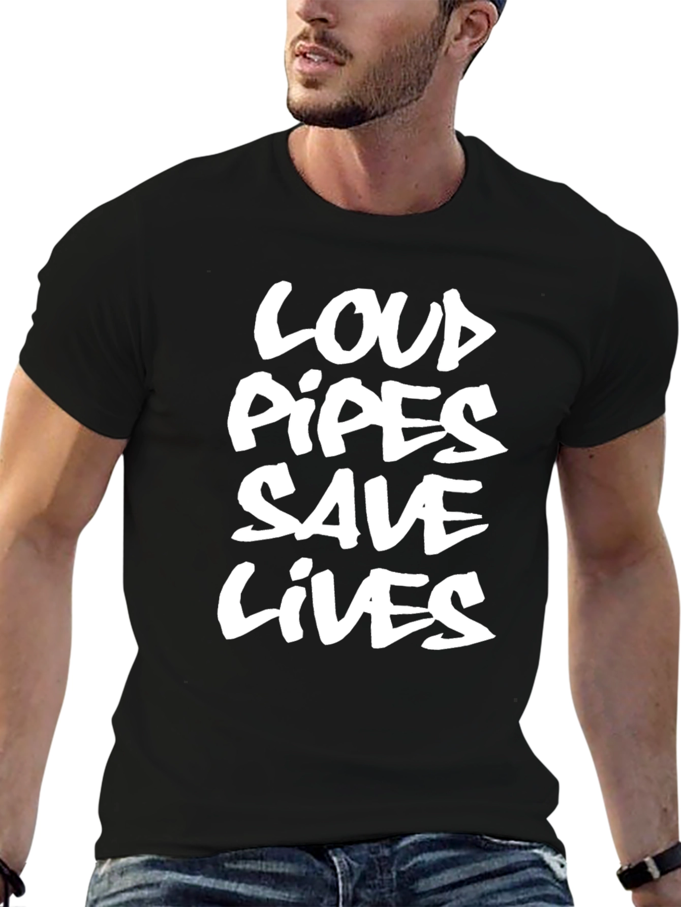 Loud Pipes Save Lives Graphic Tee - Black