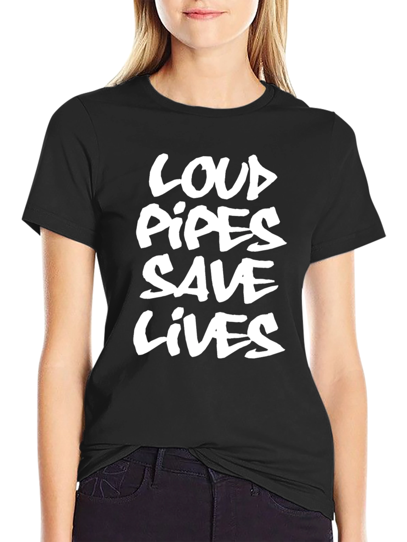 Loud Pipes Save Lives Graphic Tee - Black