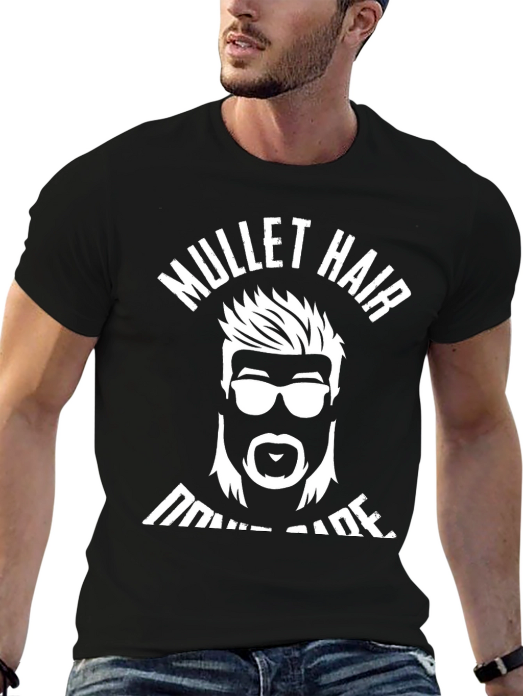 Mullet Hair Dont Care T-Shirt Graphic Tee