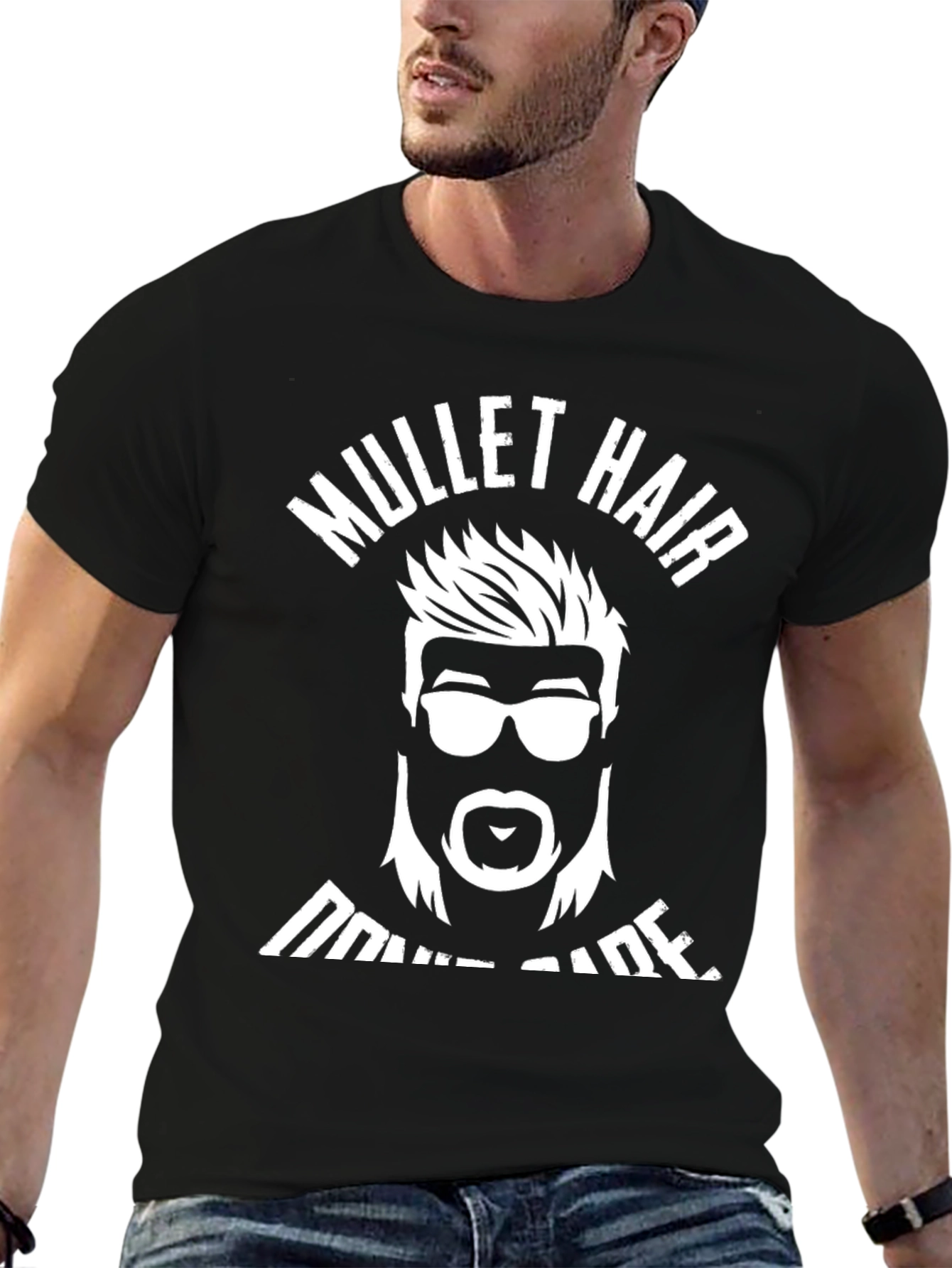 Mullet Hair Dont Care T-Shirt Graphic Tee