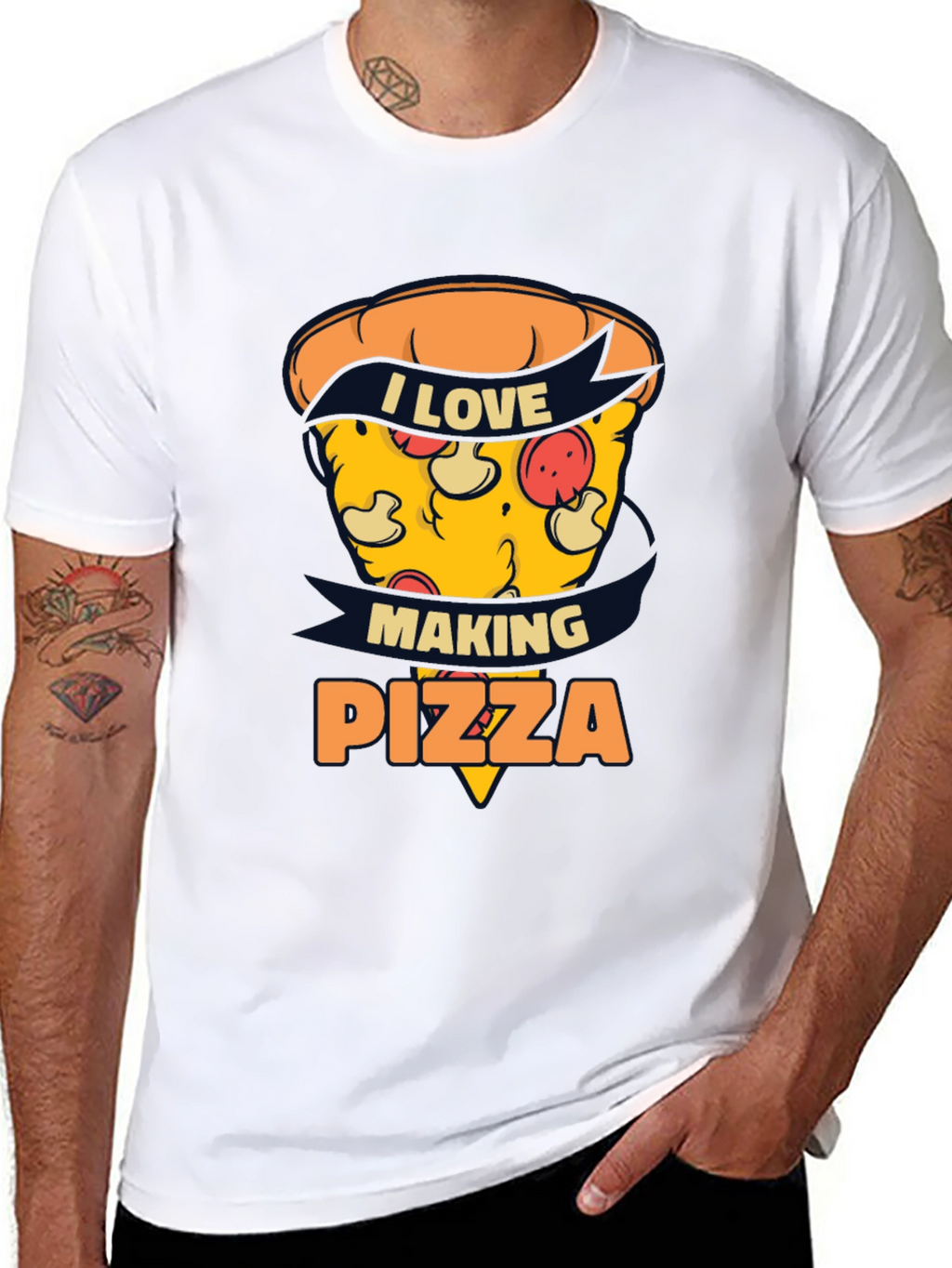 I Love Making Pizza Graphic Black Tee