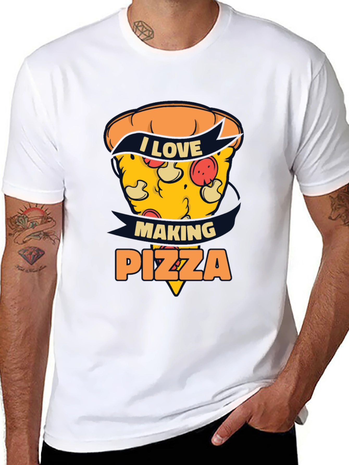 I Love Making Pizza Graphic Black Tee