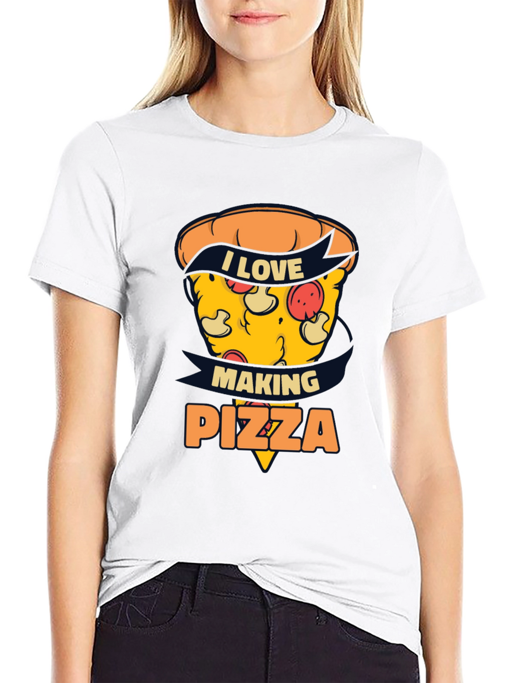 I Love Making Pizza Graphic Black Tee