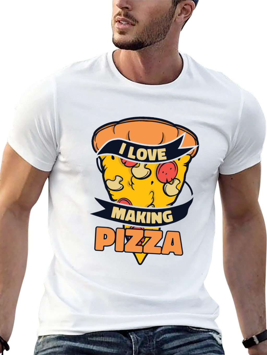 I Love Making Pizza Graphic Black Tee