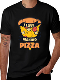 I Love Making Pizza Graphic Black Tee