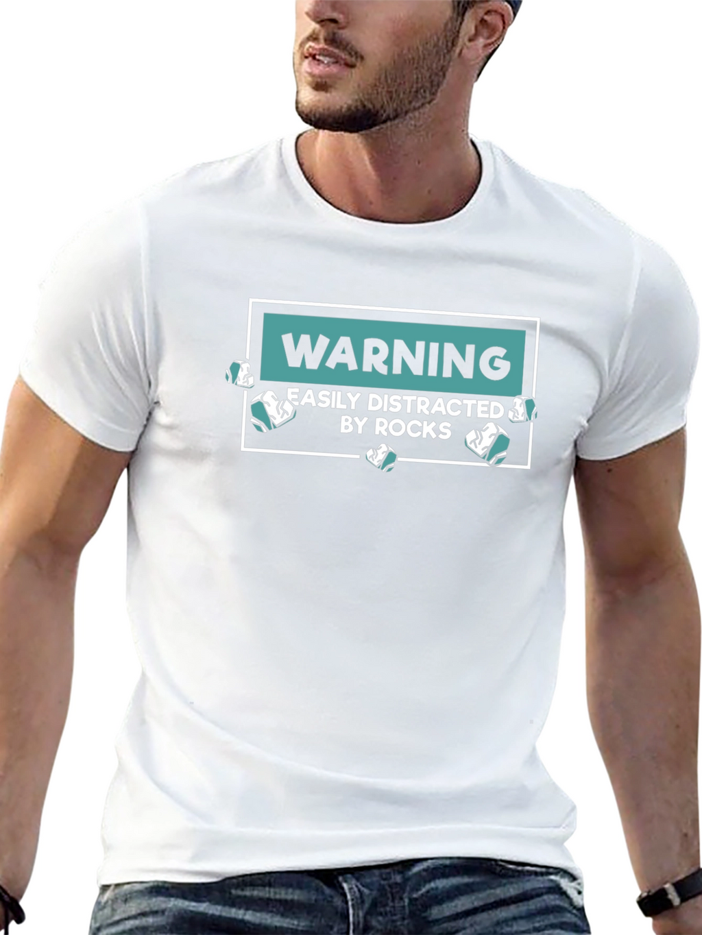 Warning Easily Distracted By Rocks Graphic T-Shirt
