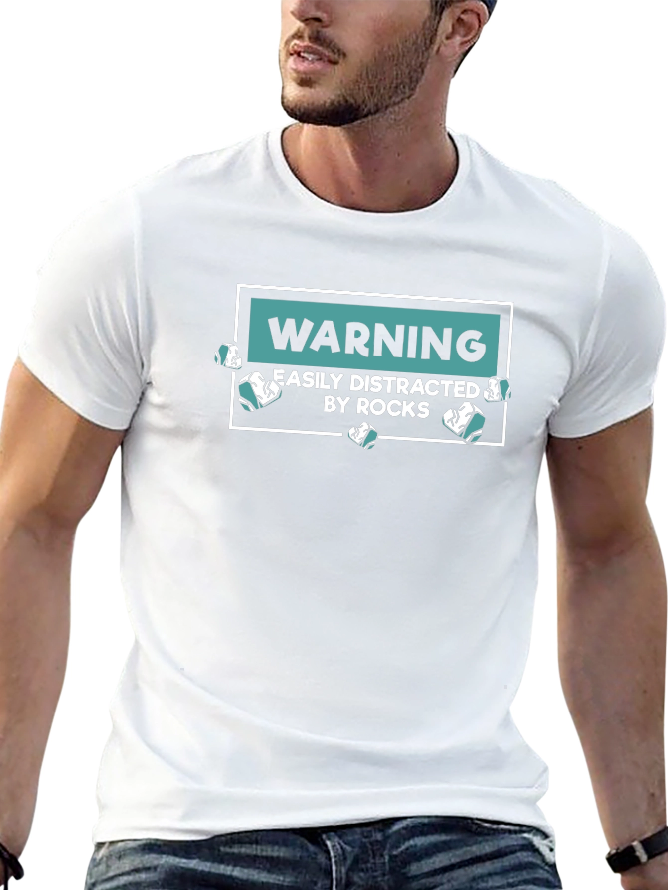 Warning Easily Distracted By Rocks Graphic T-Shirt