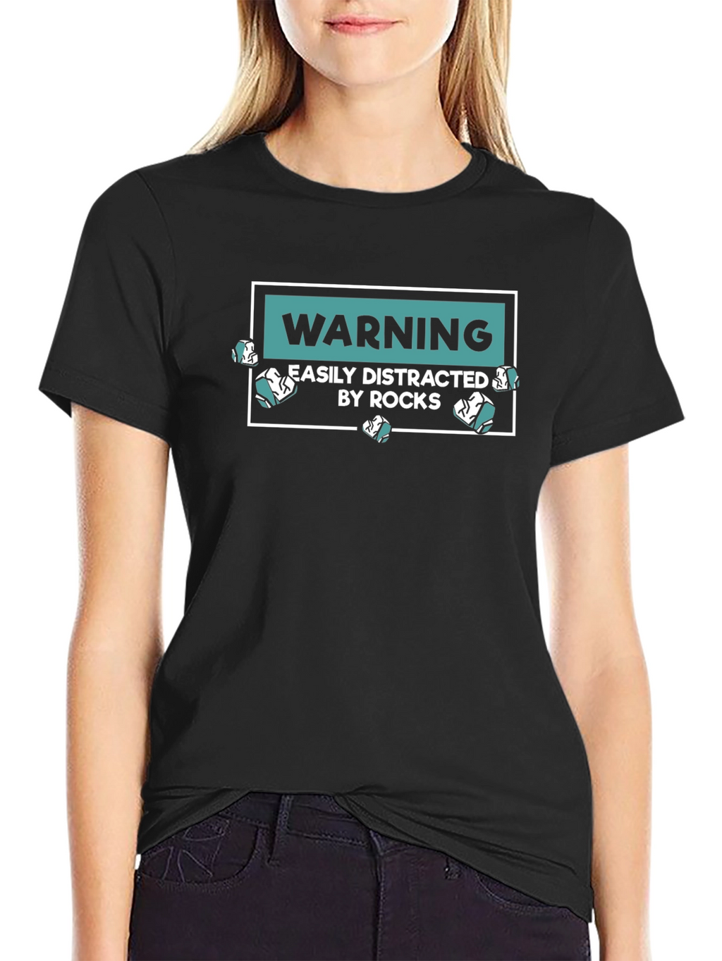 Warning Easily Distracted By Rocks Graphic T-Shirt