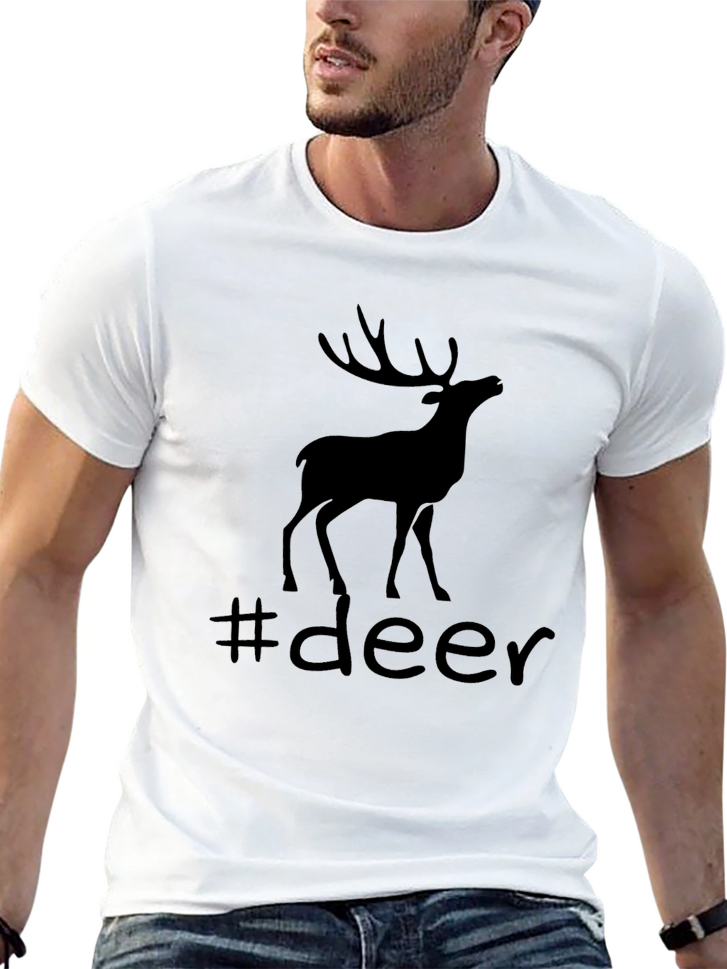 Deer Silhouette Graphic Tee - Black