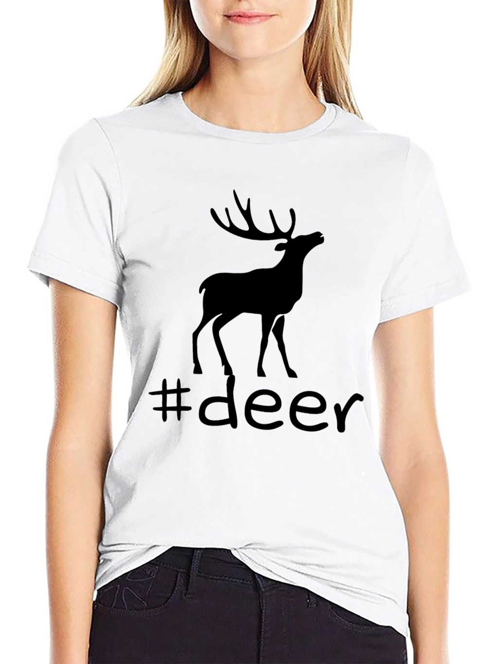 Deer Silhouette Graphic Tee - Black