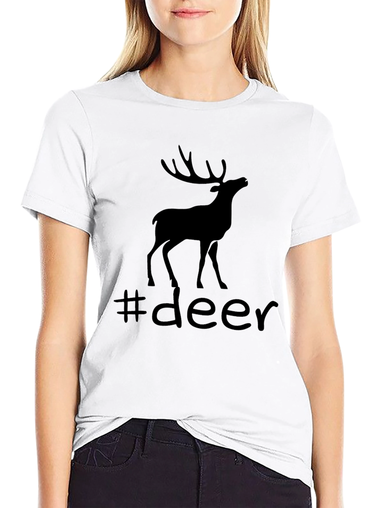 Deer Silhouette Graphic Tee - Black