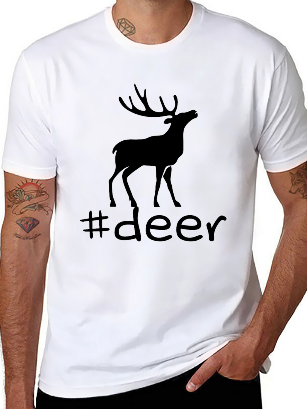 Deer Silhouette Graphic Tee - Black